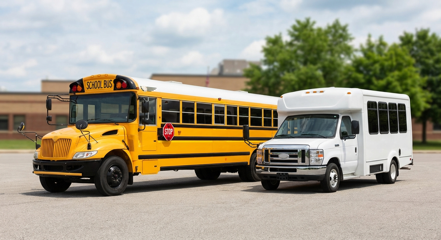 School activity vehicles versus standard buses safety comparison in the United States