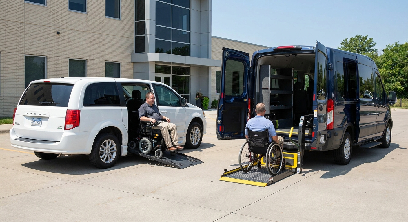 Comparison of custom and factory wheelchair vans, highlighting key decision factors